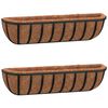 vidaXL Wandbakken 2 st met kokosvezel 76x21x16 cm staal zwart