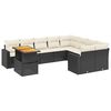 vidaXL 10-delige Loungeset met kussens poly rattan zwart