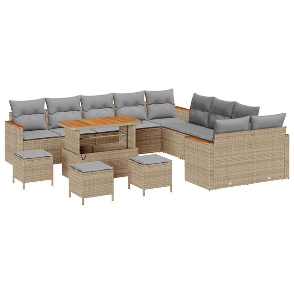 vidaXL Tuinbankenset 18 pcs Beige en Licht Grijs poly rattan
