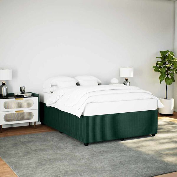 vidaXL Bedframe zonder matras 140x200 cm fluweel donkergroen