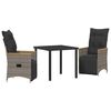 vidaXL Tuin eettafelset 3 st Grijs poly rattan