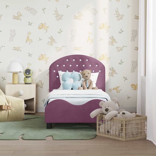 vidaXL Peuterbedframe met hoofdbord Paars 70 x 140 cm Fluweel