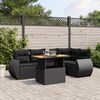 vidaXL 6-delige Loungeset met kussens poly rattan zwart