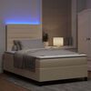 vidaXL Boxspring bed met matras met LED Cr&egrave;me 120 x 190 cm Stof