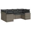vidaXL 6-delige Loungeset met kussens poly rattan grijs