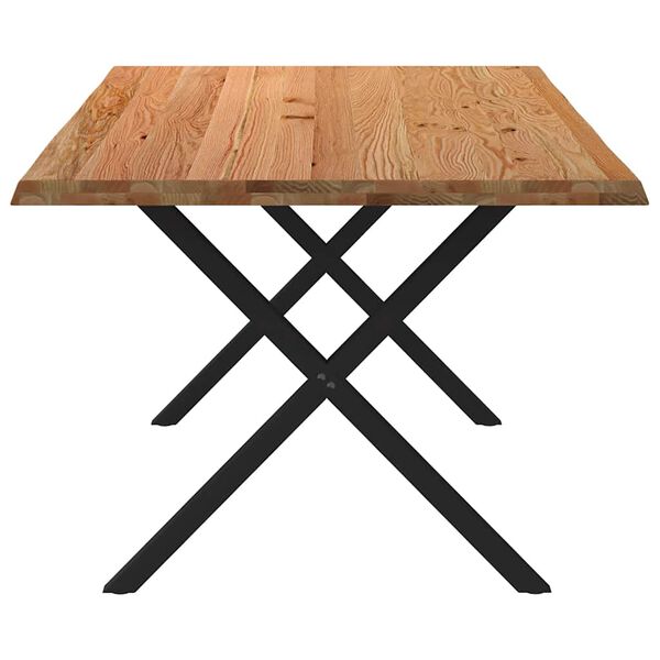 vidaXL Eettafel met levende rand 180x100x74 cm massief eikenhout rechthoekig