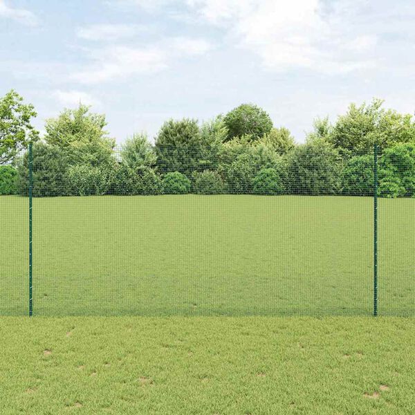 vidaXL Hek met Paal Groen 1,5 x 10 m Staal en PVC