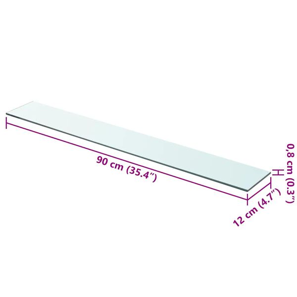 vidaXL Wandschap transparant 90x12 cm glas