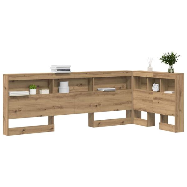 vidaXL Opberghoofdbord met plank Artisan Eiken 90 cm Bewerkt hout