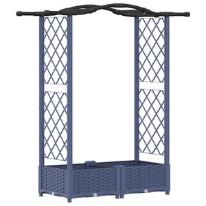 vidaXL Verhoogd Bed met Trellis en Dak Grijs 124 x 40 x 123 cm PP