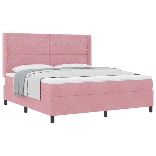 vidaXL Boxspringbed met matras Roze 180 x 200 cm Fluweel