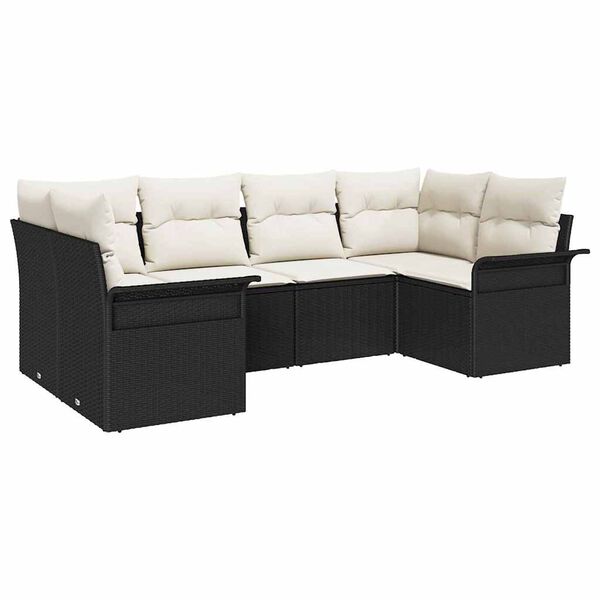 vidaXL Tuin Sofa Set met kussen met opslag 6 pcs Zwart Poly riet