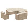 vidaXL 11-delige Tuinset met kussens poly rattan beige