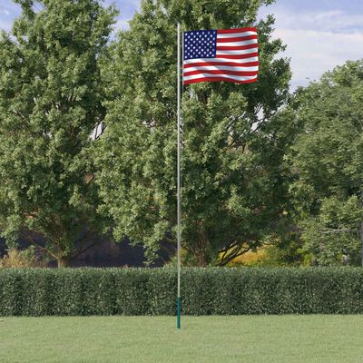vidaXL Vlag met vlaggenmast Verenigde Staten 6,23 m aluminium