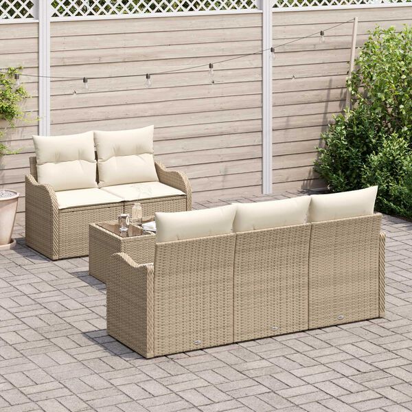 vidaXL Tuin Sofa Set Beige poly rattan