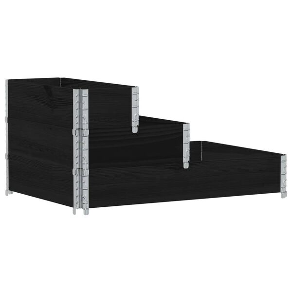 vidaXL Verhoogde plantenbak 3-laags 120x80 cm massief grenenhout zwart