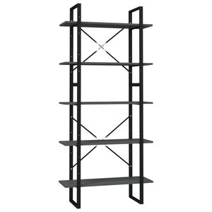 vidaXL Boekenkast met 5 schappen 80x30x175 cm bewerkt hout grijs