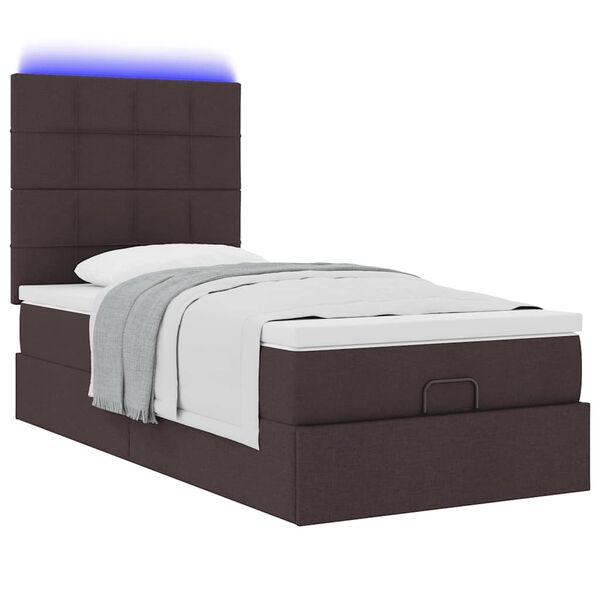 vidaXL Ottoman bed met matras en LED's 80x200cm stof donkerbruin