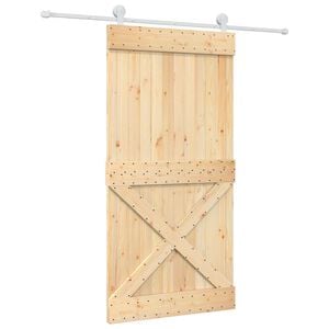 vidaXL Schuifdeur Natuurlijk en Wit 100 x 210 cm Massief Grenenhout