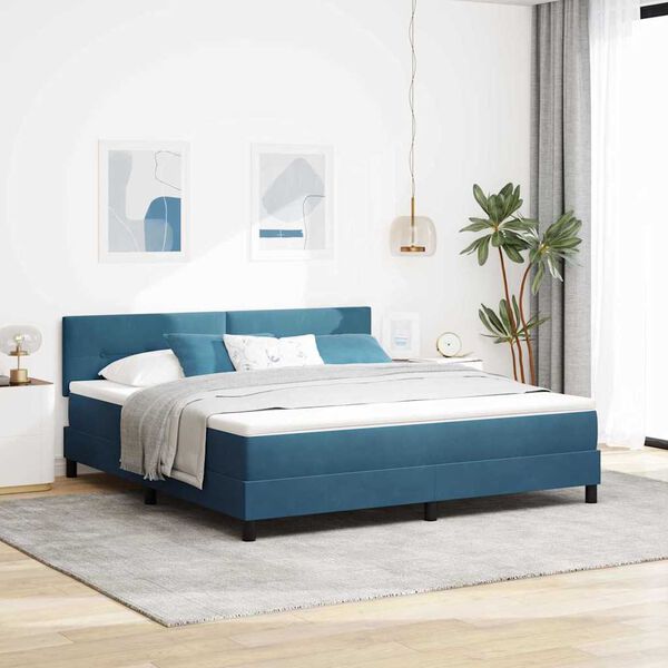 vidaXL LED Box Spring Bed met matras Donkerblauw 180 x 200 cm Fluweel