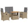 vidaXL 4-delige Tuinset met kussens poly rattan beige