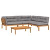 vidaXL 4-delige Loungeset pallet met kussens massief acaciahout