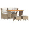 vidaXL 4-delige Tuinset met kussens poly rattan beige