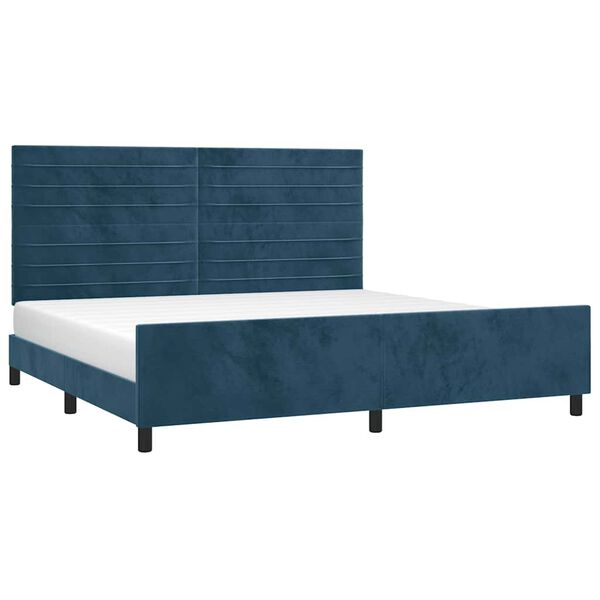vidaXL Bedframe zonder matras 200x200 cm fluweel donkerblauw