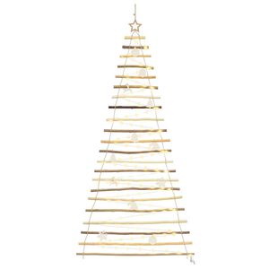 vidaXL Kerstboom met 130 LED Naturel 210 cm massief essenhout