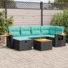 vidaXL 6-delige Loungeset met kussens poly rattan zwart