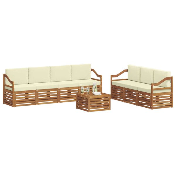 vidaXL Sofa-Sets 8 pcs Natuurlijk en Cr&egrave;me Massief Acaciahout