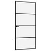 vidaXL Binnendeur 93x201,5 cm gehard glas en aluminium smal zwart