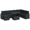 vidaXL 9-delige Loungeset met kussens poly rattan zwart