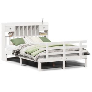 vidaXL Bed met boekenkast zonder matras grenenhout wit 140x200 cm