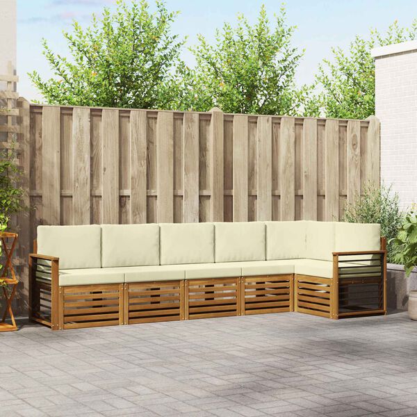 vidaXL Sofa-Sets 6 pcs Natuurlijk en Cr&egrave;me Massief Acaciahout