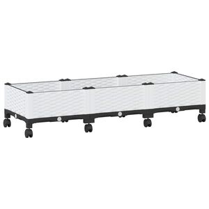 vidaXL Tuinschaal met wielen Wit 120 x 40 x 33 cm PP