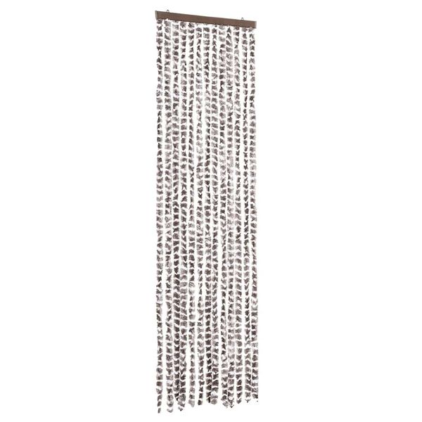vidaXL Vliegengordijn 56x185 cm chenille taupe en wit