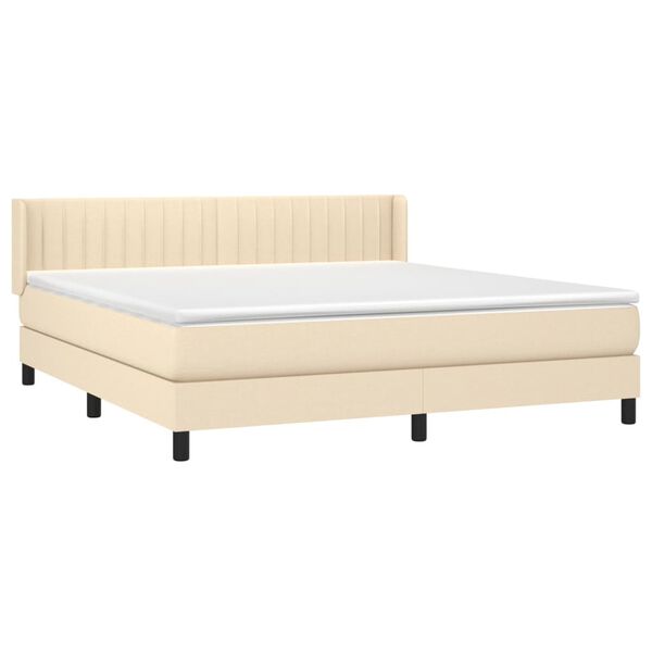 vidaXL Boxspring met matras stof cr&egrave;mekleurig 180x200 cm