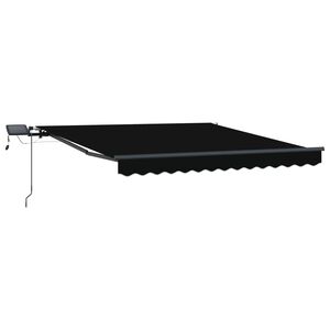 vidaXL Uitschuifbare luifel Zwart 350 x 250 cm Stof en Aluminium