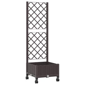 vidaXL Tuinplantbak met schutting en wielen Bruin 40 x 40 x 131,5 cm