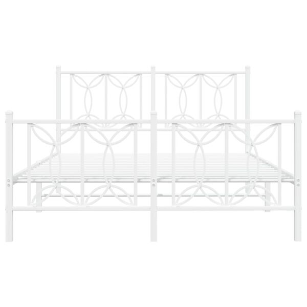vidaXL Bedframe met hoofd- en voeteneinde metaal wit 140x190 cm