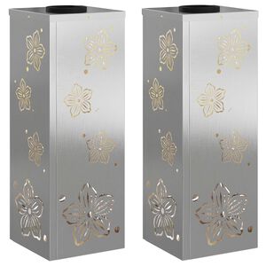 vidaXL Solar LED Pad Licht 2 pcs Zilver Roestvrij staal