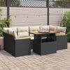 vidaXL 6-delige Loungeset met kussens poly rattan acacia zwart
