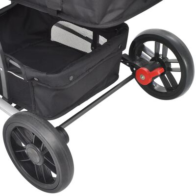 vidaXL Kinderwagen 2-in-1 aluminium grijs en zwart