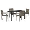 vidaXL Tuin eettafelset met kussen 5 pcs Grijs poly rattan