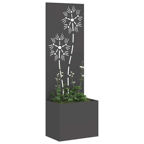 vidaXL Tuin Privacy Screen Bloemen Zwart 50 x 140 cm Koudgewalst staal