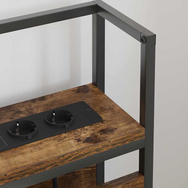 vidaXL Opberghoofdbord met plank Gerookt eiken 135 cm Bewerkt hout