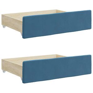 vidaXL Bedlades 2 st bewerkt hout en fluweel blauw