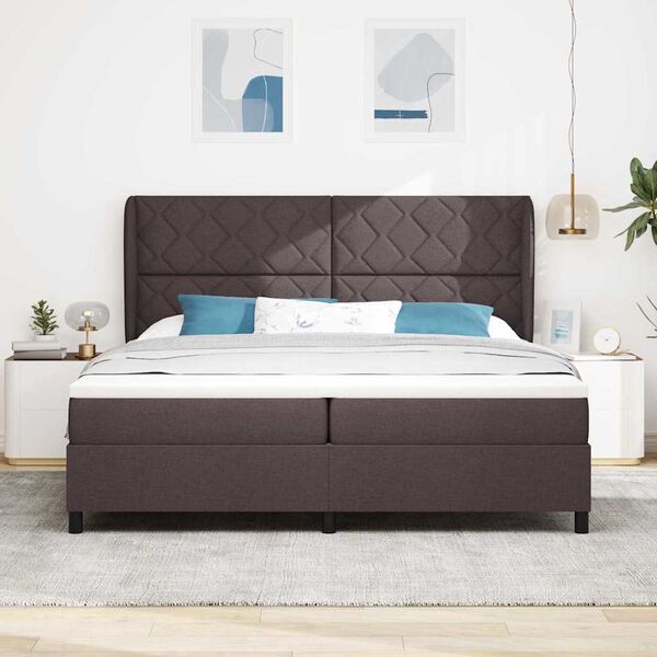 vidaXL Boxspring bed met matras Donkerbruin 200 x 200 cm Stof