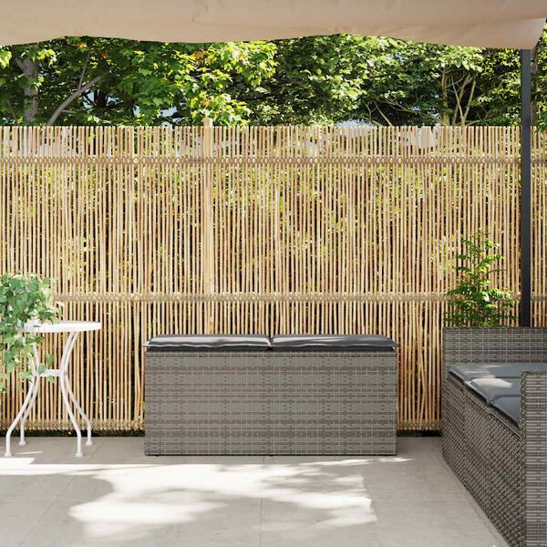 vidaXL Tuinbank met kussen 110x40x44 cm poly rattan grijs